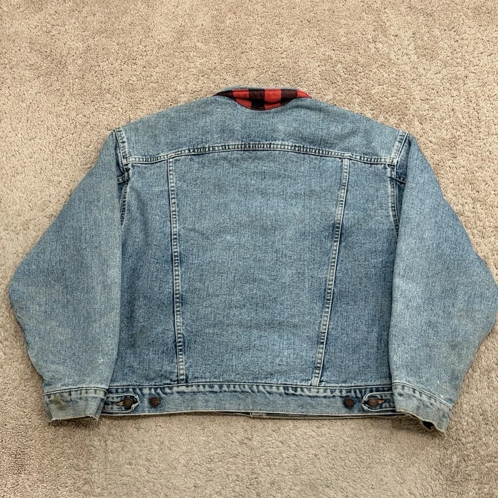 Vintage 90s Levis Denim Jacket Mens Medium Plaid Lined Trucker 70417-4891 USA